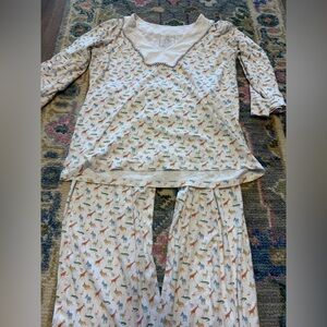 Women's Cream Animal-Print Pajama Set - Soft Long Sleeve Top & Pants